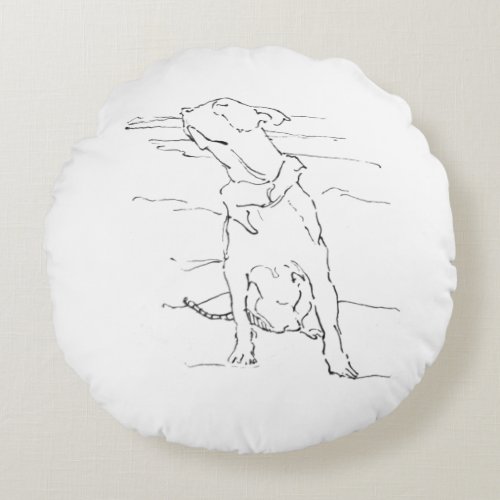 American Staffordshire Terrier Illustration Round Pillow