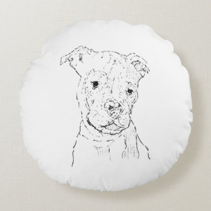 American Staffordshire Terrier Illustration Round Pillow