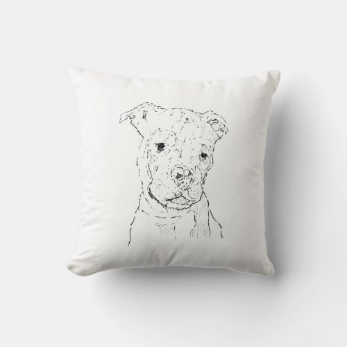 American Staffordshire Terrier Illustration Throw Pillow