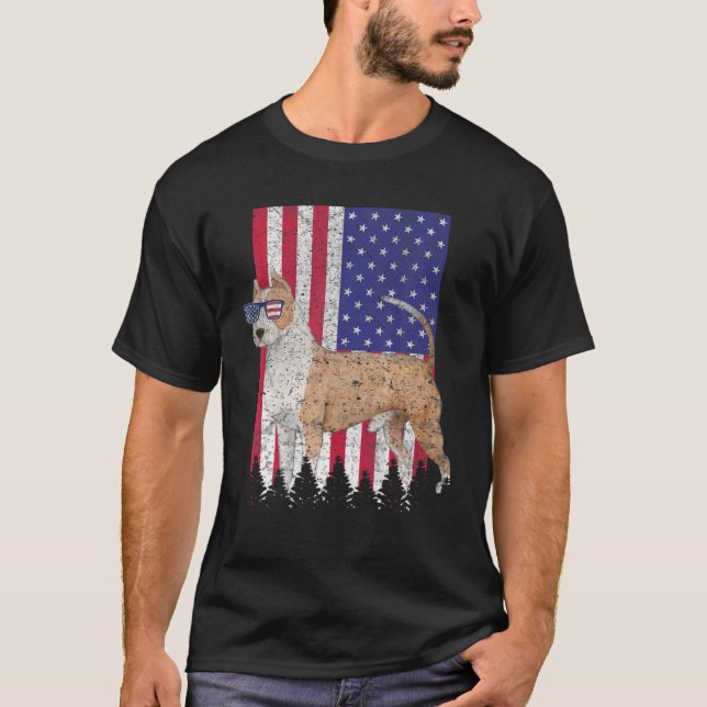 American Staffordshire Terrier Patriotic Dog Ameri T-Shirt (Front)