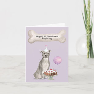 American Staffordshire Terrier Pitbull Birthday Holiday Card
