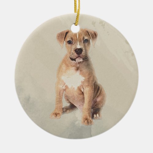 American staffordshire terrier puppy Sketch Paint Ceramic Ornament