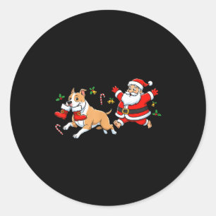 American Staffordshire Terrier Santa Claus Boots C Classic Round Sticker