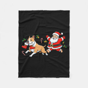 American Staffordshire Terrier Santa Claus Boots C Fleece Blanket