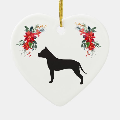 American Staffordshire Terrier Silhouette Holiday Ceramic Ornament