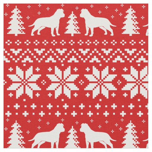 American Staffordshire Terrier Silhouettes Xmas Fabric