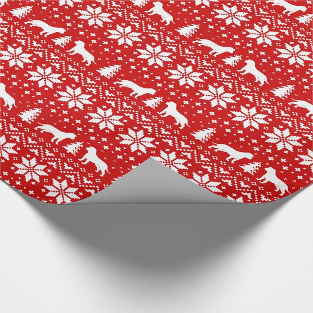 American Staffordshire Terrier Silhouettes Xmas Wrapping Paper (Corner)