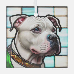 American Staffordshire Terrier "Stained Glass" Glass Ornament