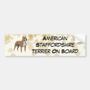 American Staffordshire Terrier ~ Tan Leaves Motiff Bumper Sticker