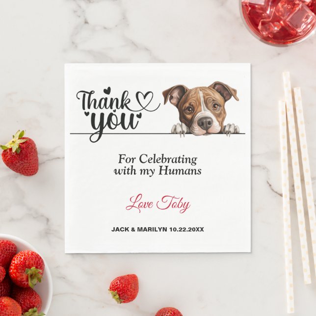 American Staffordshire Terrier Wedding Napkins (Insitu)