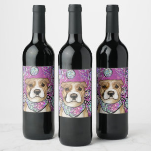 AMERICAN STAFFORDSHIRE TERRIER WINE LABEL