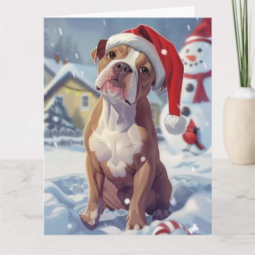 American Staffordshire Winter Wonderland Christmas Card