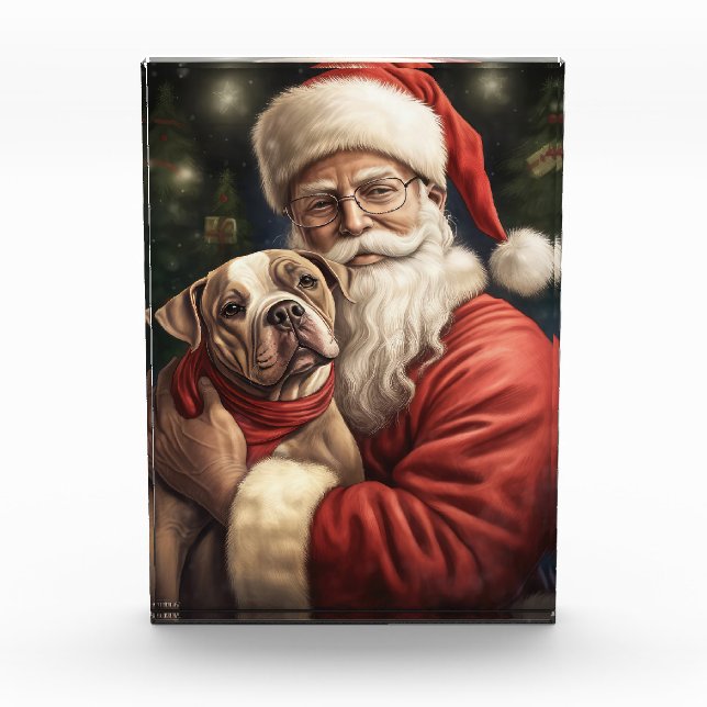 American Staffordshire with Santa Claus Christmas Acrylic Award (Front)