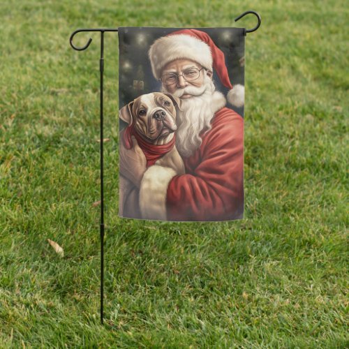 American Staffordshire with Santa Claus Christmas Garden Flag