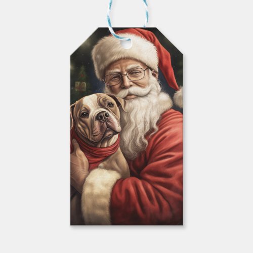 American Staffordshire with Santa Claus Christmas Gift Tags