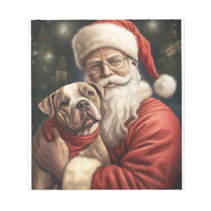 American Staffordshire with Santa Claus Christmas Notepad