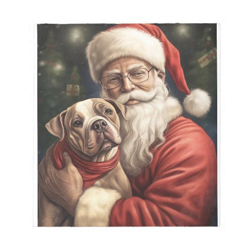 American Staffordshire with Santa Claus Christmas Notepad