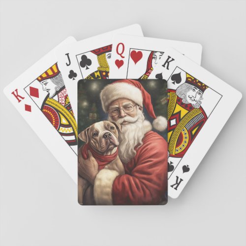 American Staffordshire with Santa Claus Christmas Playing Cards