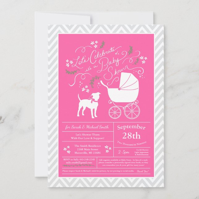 American Stafforshire Terrier Dog Baby Shower Invitation (Front)