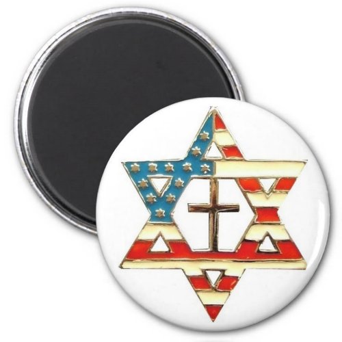 American Star of David With Cross Magnet