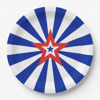 American Star on Radiating Blue and White Stripes