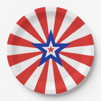 American Star on Radiating Red and White Stripes