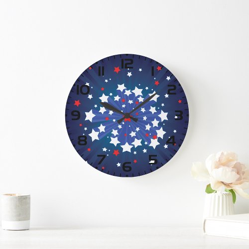 American Starburst Stars Large Clock