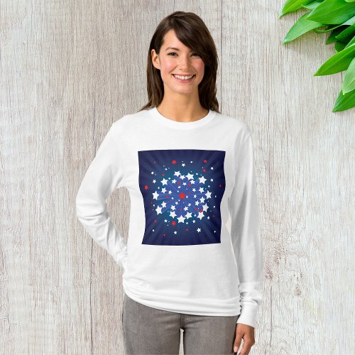 American Starburst Stars Womens Long_Sleeve T_Shirt