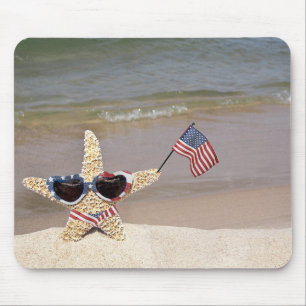 American Starfish with flag Mouse Pad