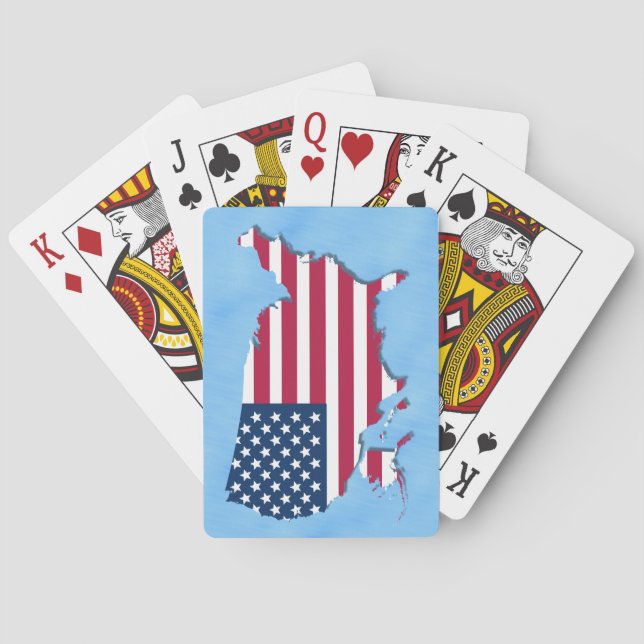 American Stars and Stripes Flag Red White Blue Sea Poker Cards (Back)