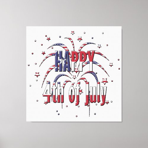 American Stars and Stripes Happy 4th of July Canvas Print