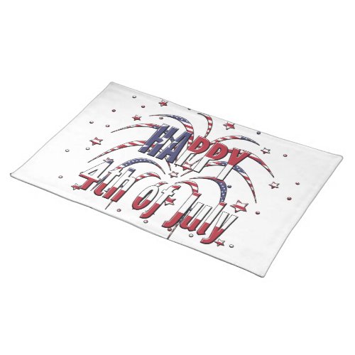 American Stars and Stripes Happy 4th of July Cloth Placemat