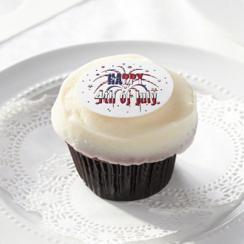American Stars and Stripes Happy 4th of July Edible Frosting Rounds