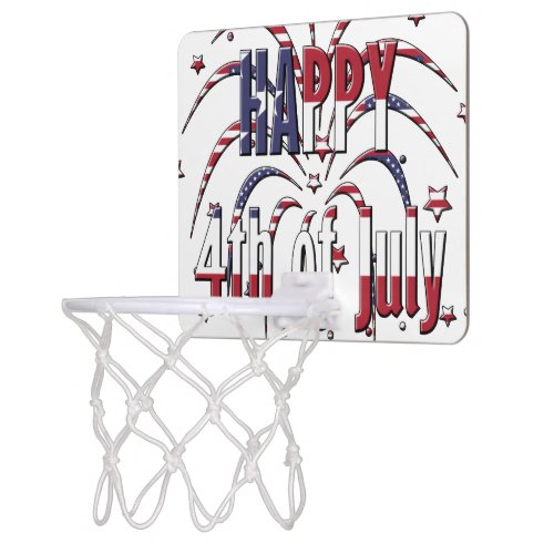 American Stars and Stripes Happy 4th of July Mini Basketball Hoop
