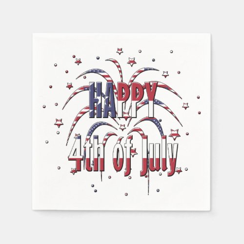 American Stars and Stripes Happy 4th of July Napkins