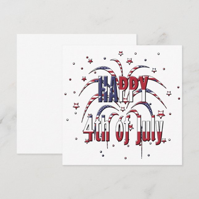 American Stars and Stripes Happy 4th of July Note Card (Front/Back)