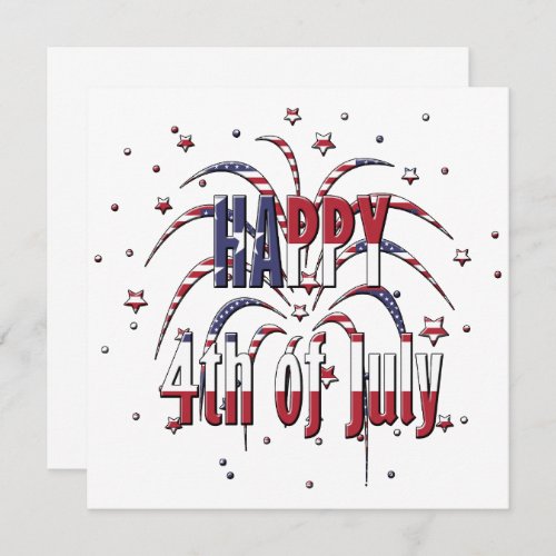 American Stars and Stripes Happy 4th of July Note Card