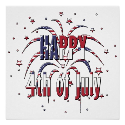 American Stars and Stripes Happy 4th of July Poster