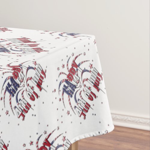 American Stars and Stripes Happy 4th of July Tablecloth