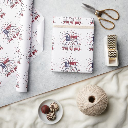 American Stars and Stripes Happy 4th of July Wrapping Paper