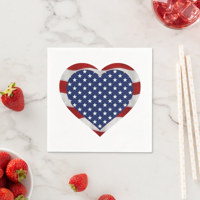 American Stars and Stripes Heart Patriotic Napkins (Insitu)