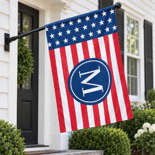 American Stars and Stripes Monogram Initial House Flag