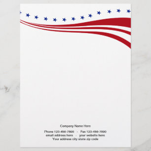 American Stars And Stripes Patriotic Stationary Letterhead