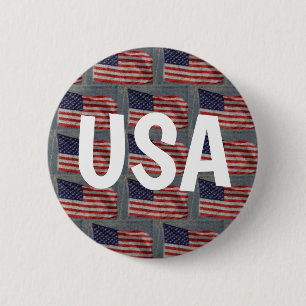 American Stars and Stripes Patriotic USA Word Button
