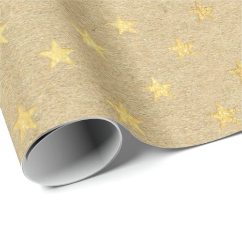 American Stars Kraft Gold Natural Elegant Minimal Wrapping Paper