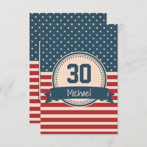 American stars stripes flag birthday invitation