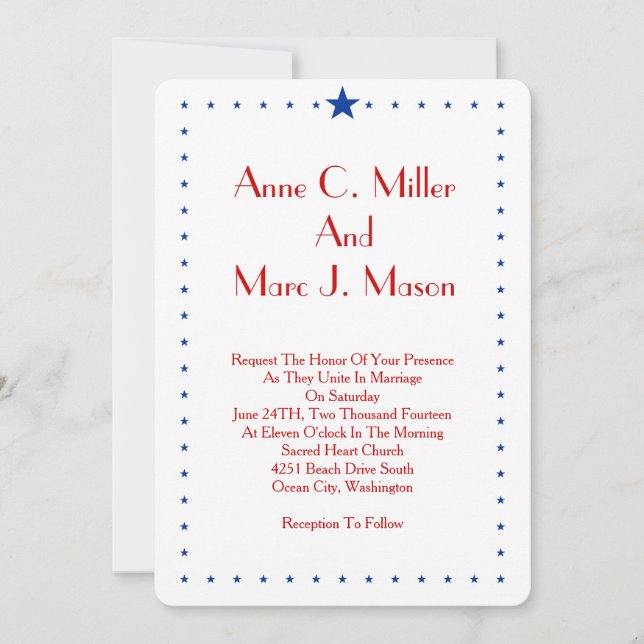 American Stars with Text Invitation (Front)