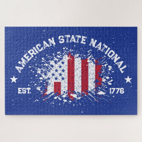 American State National Peace Flag Splat Est 1776 Jigsaw Puzzle