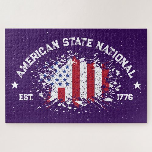 American State National Peace Flag Splat Est 1776 Jigsaw Puzzle