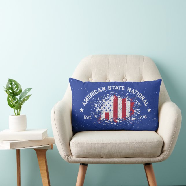 American State National Peace Flag Splat Est 1776  Lumbar Pillow (Chair)